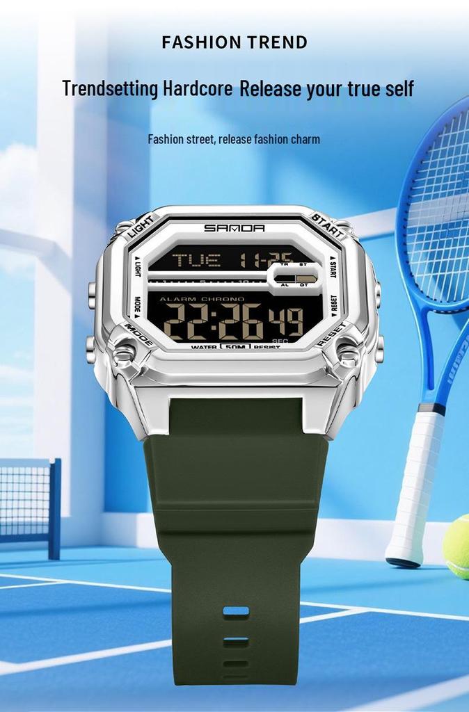 Sanda Men's Multifunctional Waterproof Electronic Watch with Luminous Display and Sports Stopwatch