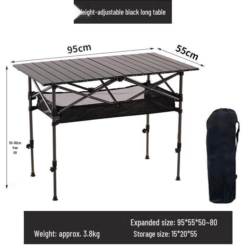 ZISIZ Outdoor Adjustable Foldable Egg Roll Table