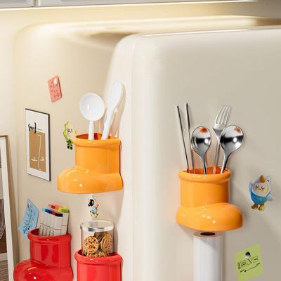 Botas fofas Sucção magnética Geladeira Caixa de armazenamento de parede Decoração de cozinha Organizador Cesta Caixa de armazenamento sem furadores