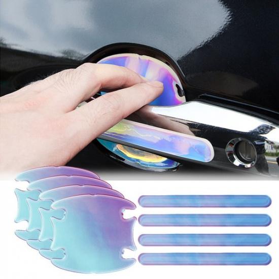 8x Car Door Handle Bowl Sticker Protector Film Anti-Scratch Luminous Accessories