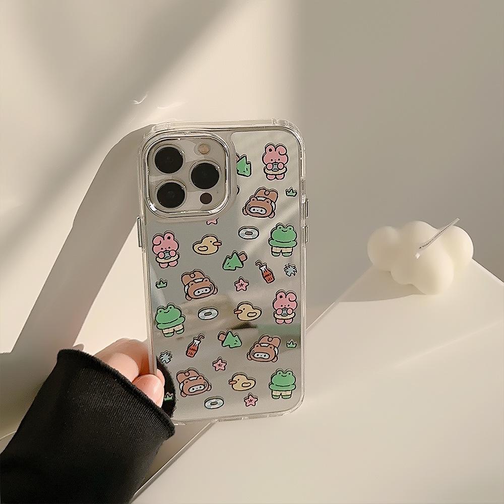 

Ins Style Cute 17pro Max for IPhone16 for Apple Phone Case 12 Cosmetic Mirror 11 Electroplated Mirror 15 11 6.1
