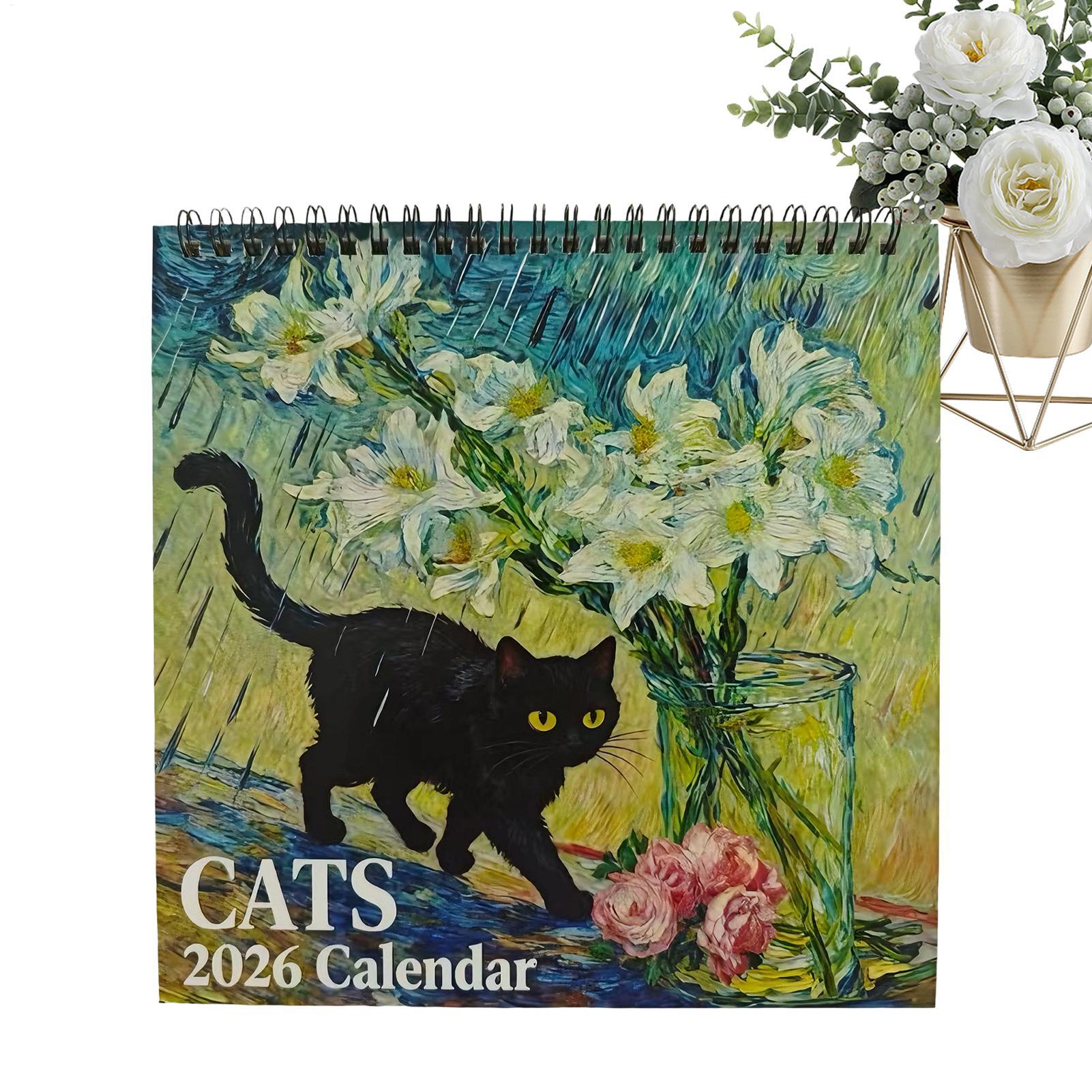 Cat Calendar 2026 Jan Dec Wall Planner Cat Monthly Calendar 2026 Adorable Healing for Home Living Room Study Room  Classroom verde