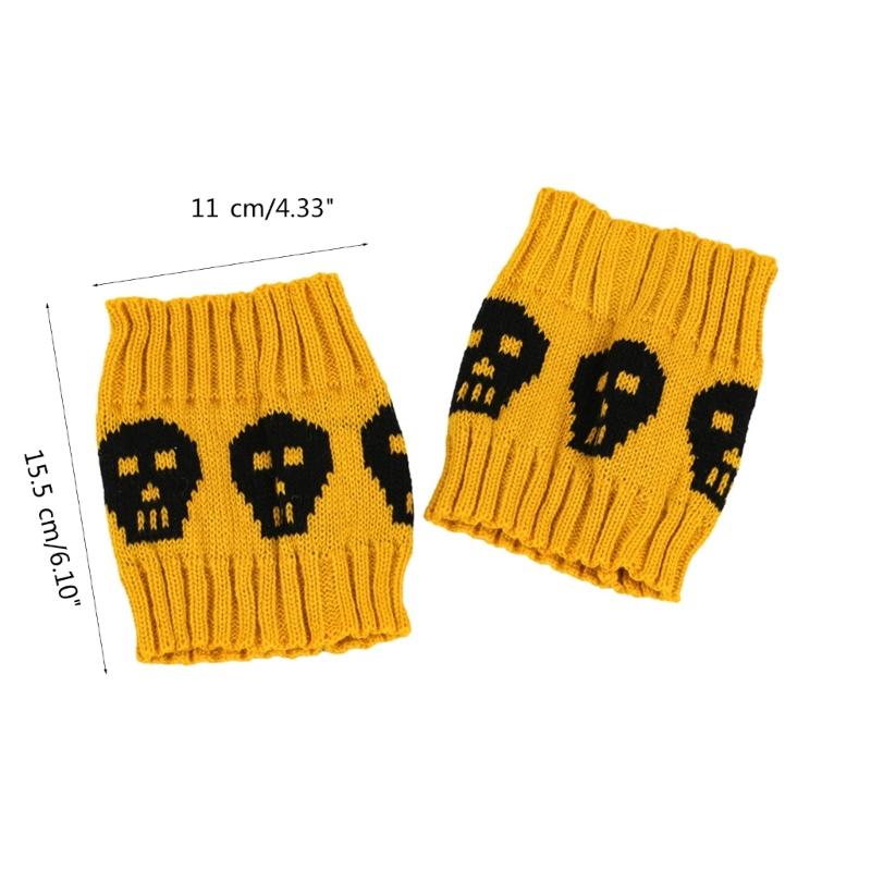 Lolitas Leg Warmers Punk Skull Knitted Leg Sleeves Goth Baggy Cuffs Ankle Heap Socks JK Uniform Foot Cover Streetwear