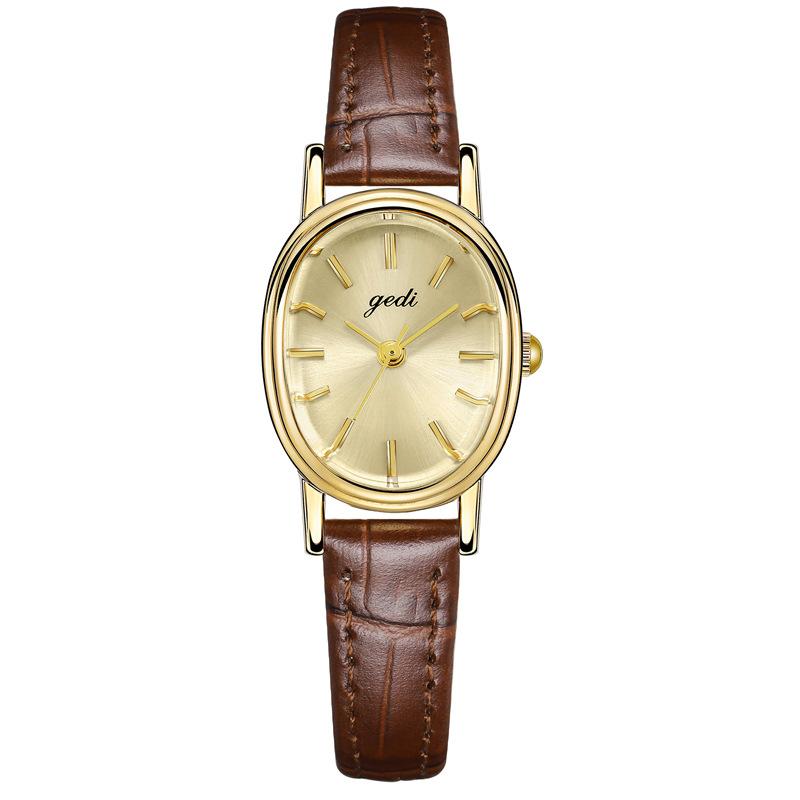 Women'S High-Value Watch, Simple Niche High-End Oval Women'S Watch, Leather Waterproof Quartz Watch