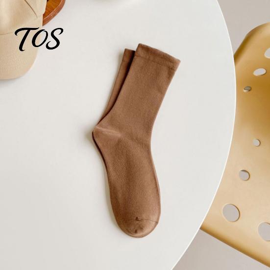 Soft Cotton Crew Socks 5 Pairs Solid Color Set, Moisture Wicking Breathable Warm for Women, Stretch Casual Mid-calf Spring Autum Comfortable Stretchy