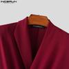 INCERUN Men V Collar Long Sleeve Splits Irregular One Buttons Front Cross Thin Tops Blazer