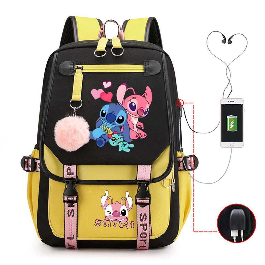 Children'S School Bag Contrasting Color Neutral Backpack Animation Printing Primary And Secondary School Students