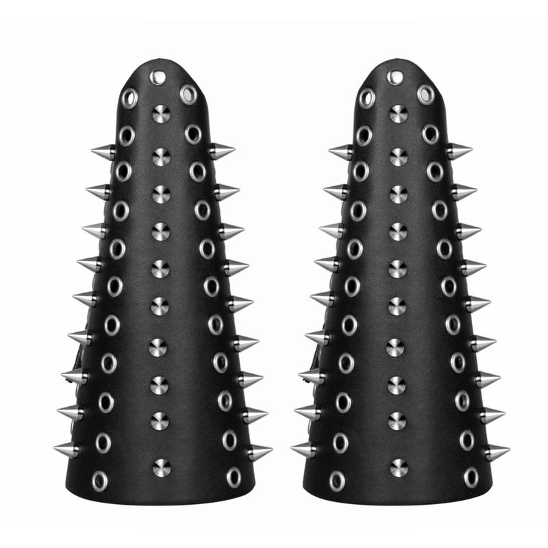 Exaggerate Rivet Wrist Guard Men Cosplay Vintage Knight Wristbands Adjustable Metal Hole Gauntlets Gothic Wrist Armors