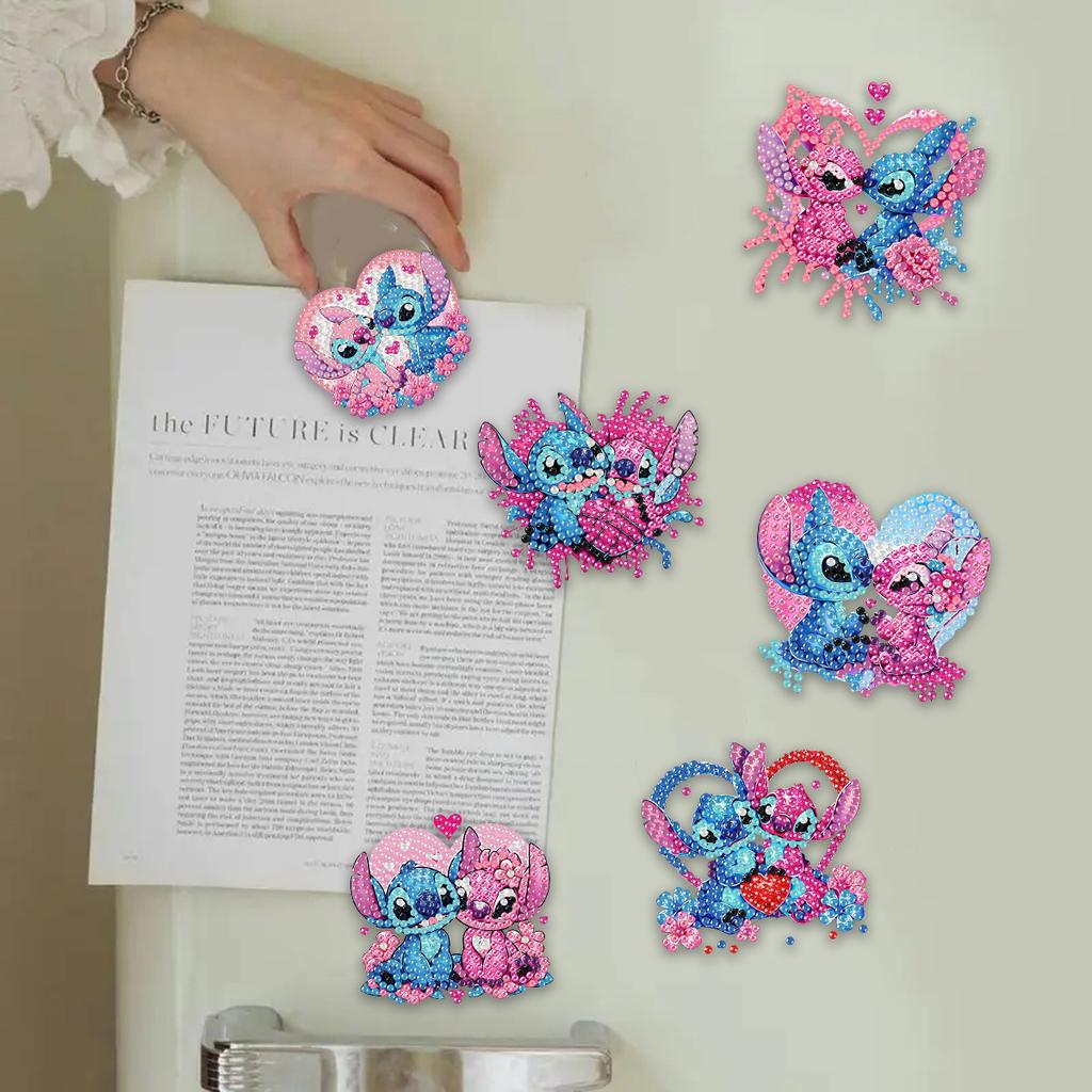 6Pcs Couple Series Diamond Art Fridge Magnet Diamond Painting Refrigerator Magnet Diamond Painting Fridge Magnet for Adults Beginners