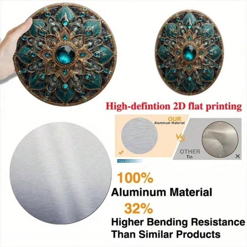 Tin Sign Wall Art Mandala Bohemia Blue Gold Kitchen Decor Metal Poster