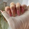 24 Pieces Almond Shape False Nail Medium Length Stick On Nail With Delicate 3D Floral Patterns Nail Art Decoration