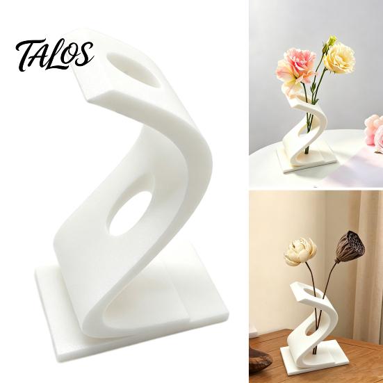 Small Table Sculpture 3D Printed Curved Flower Arrangement Stand, Minimalist Holder Ornament, Detailed Craft Statue Creative Artistic Decoration