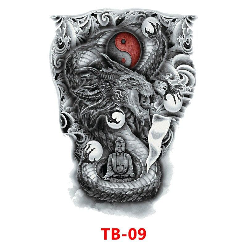 Impermeabil Mare Spate Complet Piept Tatuaj Mare Autocolante Tatuaj Pește Lup Tigru Dragon Zână Tatuaje Temporare Flash Cool Bărbați Femei