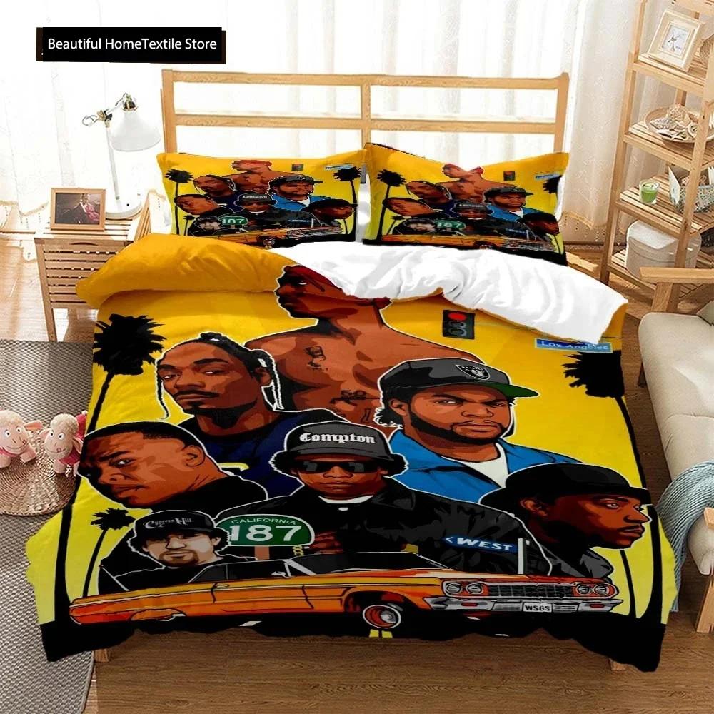 Hip Hop Rapper Bedding Set Boys Girls Twin Queen Size Duvet Cover Pillowcase Bed Boys Adult Fashion Home Textileextile