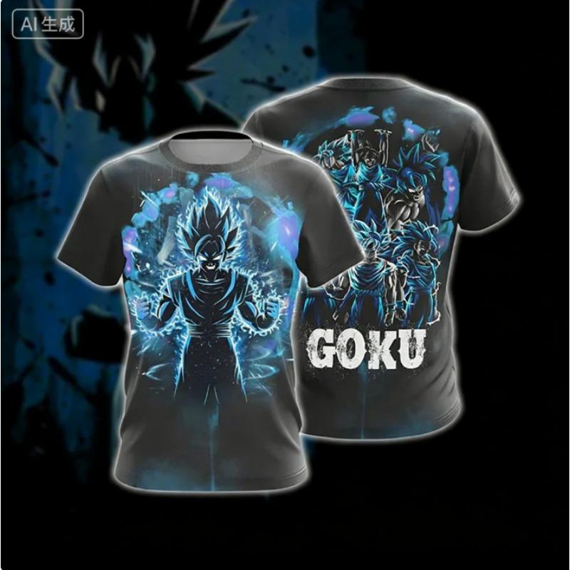 2026 Summer Dragon Ball Retro Fitness T-shirt Men's Oversized 3D Printed Short-sleeved Family Unisex Children's Sports Shirt