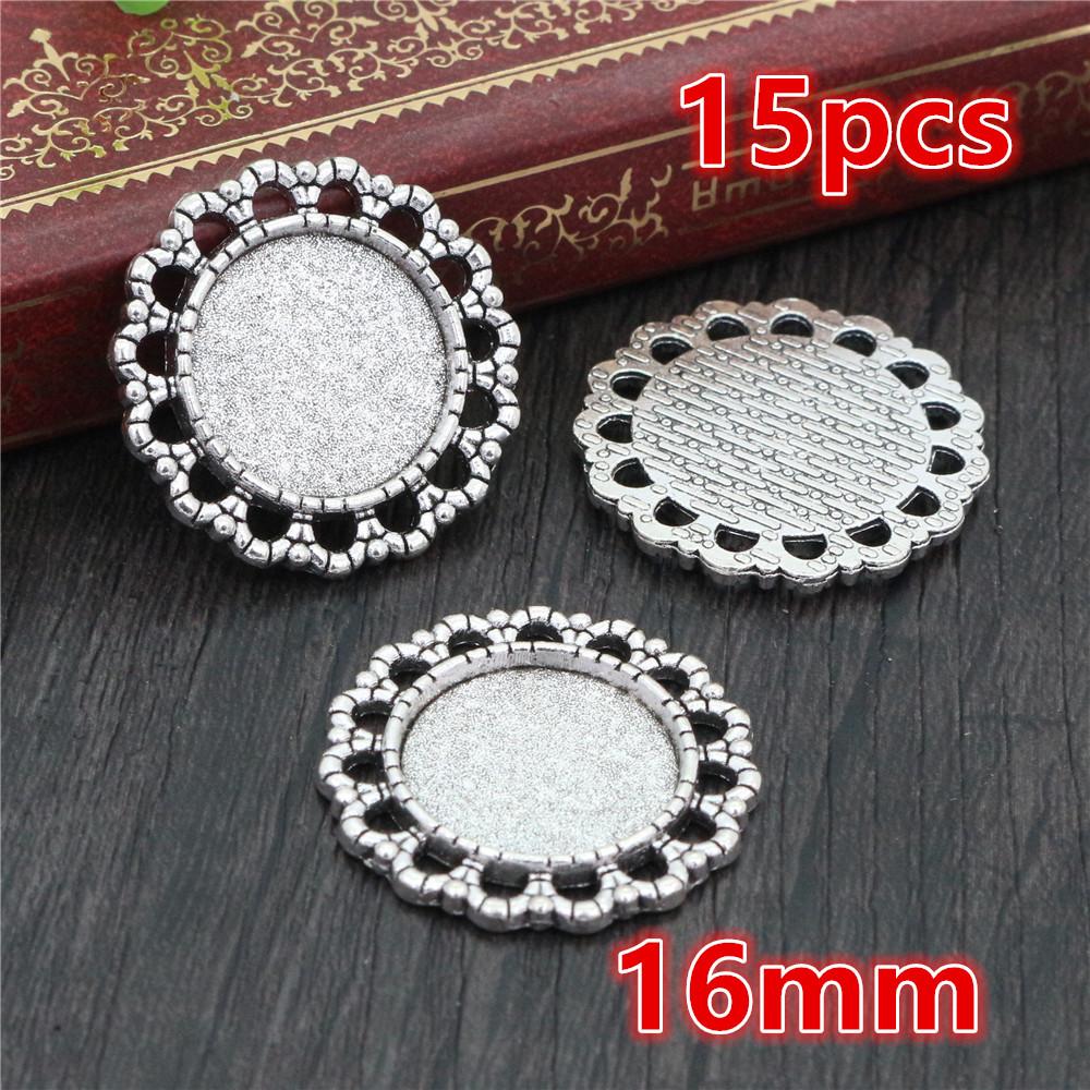 5-15pcs 16mm 18mm Inner Size Pendant Cabochon Blank Base Setting Bezel Tray DIY Jewelry Making Accessories for Necklace Keychain