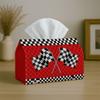 1pc Racing Flag Checkered Tissue Box Holder - Modern Sport Car Design Suitable for Kitchen, Living Room, Bathroom, - Durable Polyester Napkin Holder C