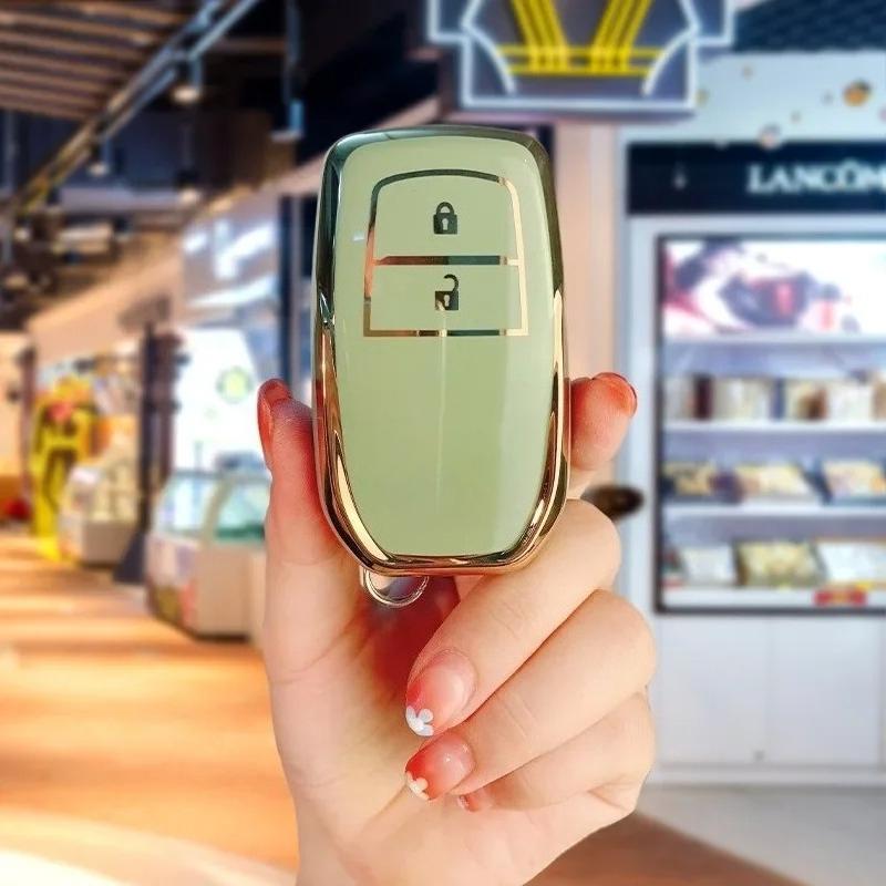 TPU Gold Edge Key Case Cover for Toyota Chr Rav4 Auris Avensis Prius Aygo Camry Corolla Land Cruiser 200 Prado Crown Shell Fob