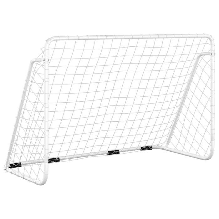 VidaXL But de Football avec Filet Cage de But de Football But de Sport Rebondisseur de Soccer Jardin Extérieur Blanc 93370