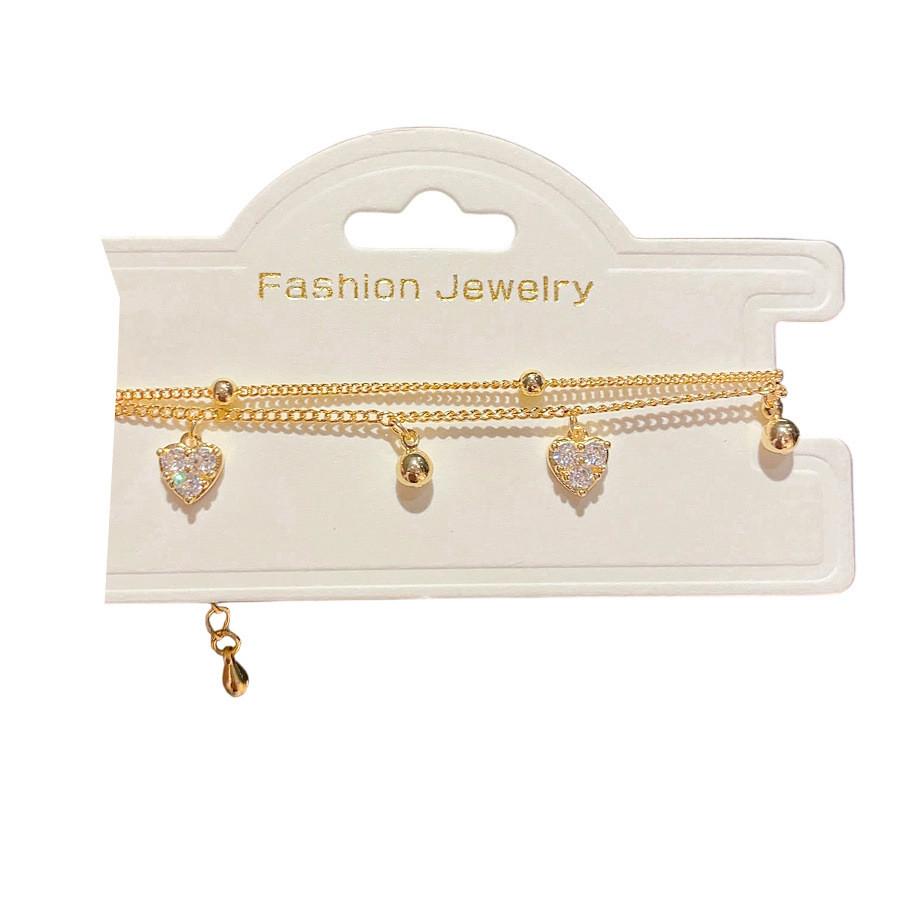 Minimalist Gold Plated Heart Pendant Bracelet For Women With Zirconia Jewelry Gift Idea