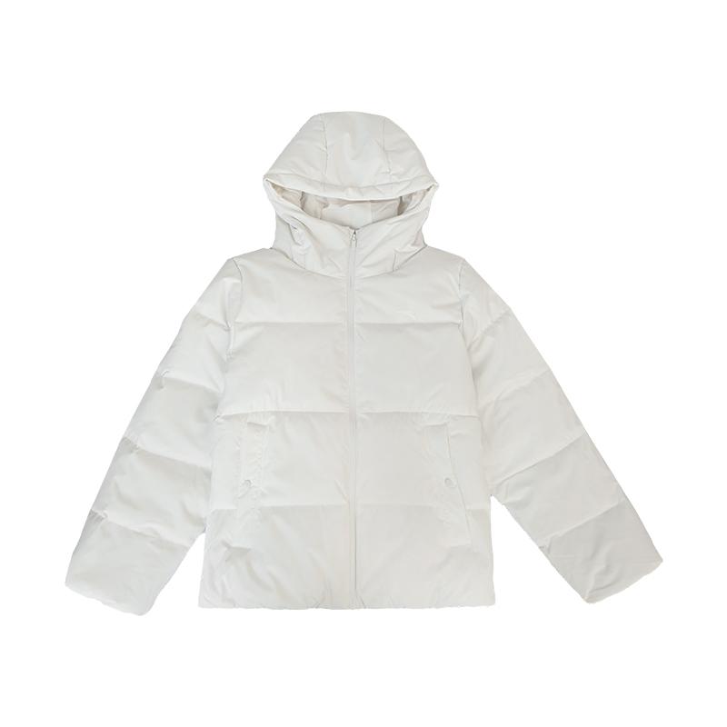 

Anta Training Series Solid Color Water-Resistant Loose Warm Hooded Down Jacket Women outerwear Paper-White 162447919-1