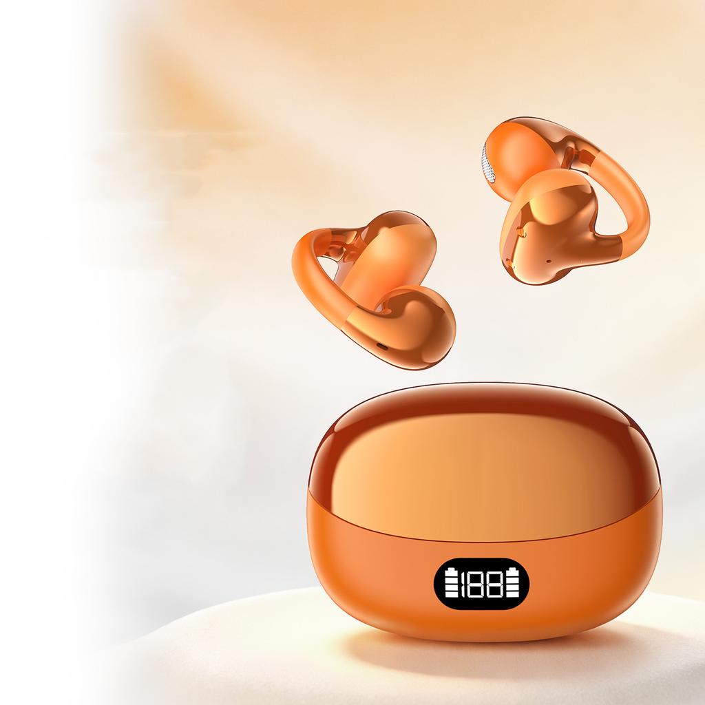 Ear Clip Open Earbuds Bluetooth 6.0 Earphones, Power Display Long Battery Life Headphones Wireless Headset for Music Playing
