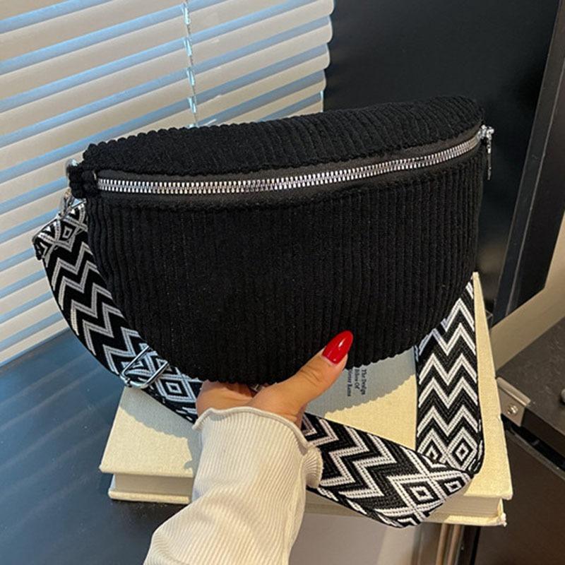 Velvet Bag Women's Large-capacity New Autumn and Winter Niche Design Broadband Messenger Bag Saddle Bag