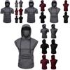 Stylish Men's Hooded Pullover T Shirt Tank Top With Protective Mask For Active Wear