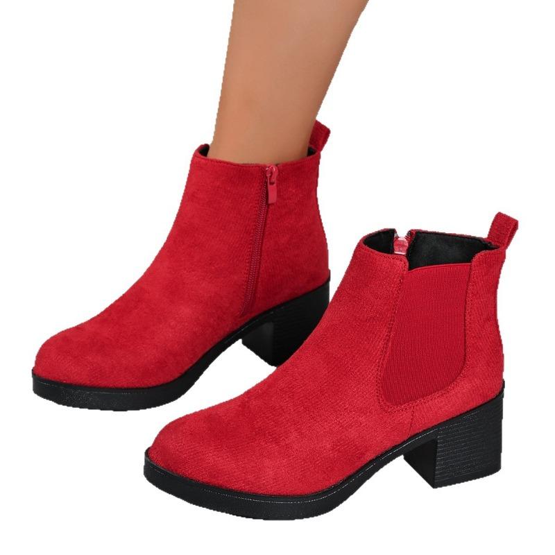 Chelsea-stövlar med tjock sula och hög klack för damer, höst- och vintermatta stövlar med tjock klack och enkla stövlar och barfotastövlar, korta stövlar i sammet