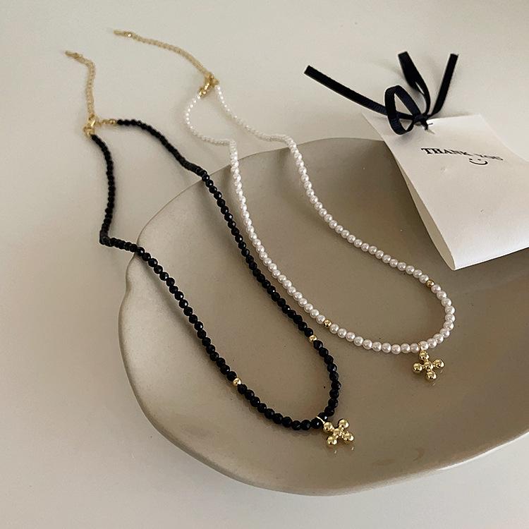 Vintage French Pearl Crystal Choker - Elegant Korean-Inspired Necklace for Women