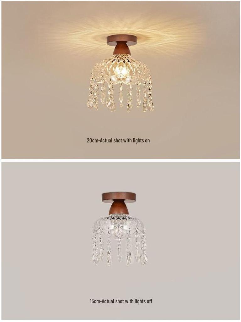 Chinese Style Retro Crystal Pendant Ceiling Light for Corridor, Aisle, Entrance, or Balcony