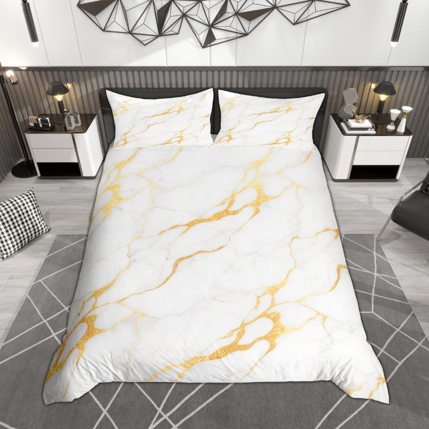 Comforter Homewish Colorful Marble Contemporary Watercolor Bedding Set Abstract Stone Pattern Set