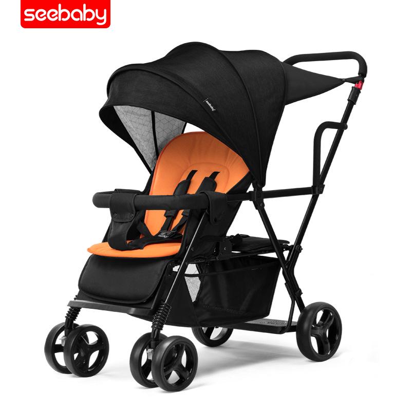 Shengdebei Twin Baby Stroller: Reclining, Foldable, Front & Rear Seats
