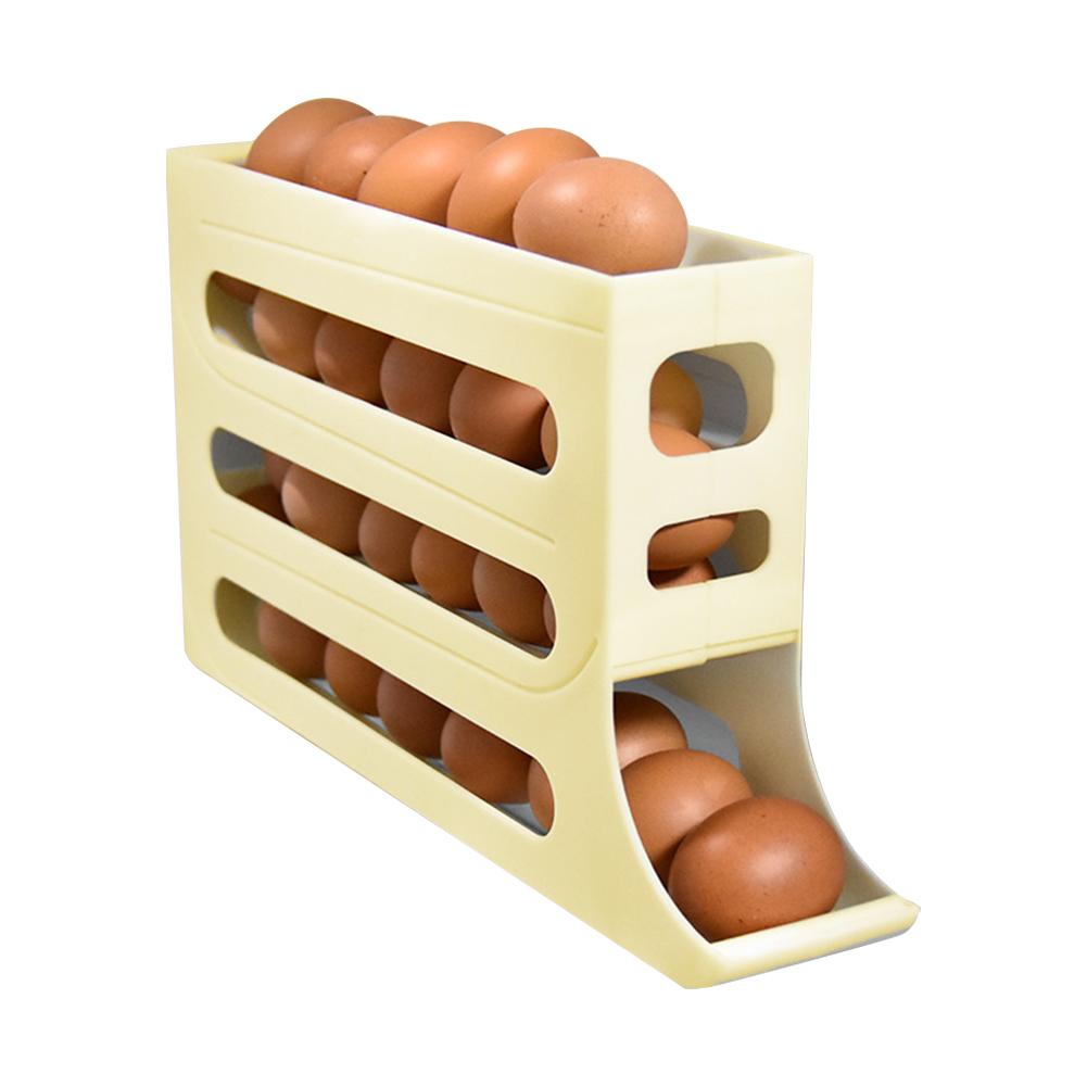 4 Layers Automatic Rolling Egg Holder Rack Fridge Egg Storage Box Container Kitchen Refrigerator Egg Dispenser Fridge Organizer