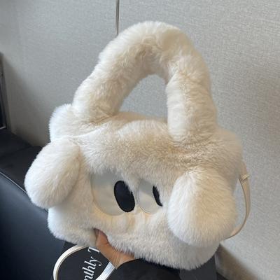 Autumn New Women's Portable Shoulder Tote Bag Big Eye Cartoon Plush Fashion Cute Messenger Bag Women's Bag