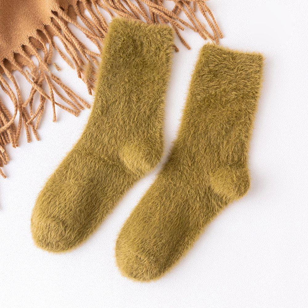 Korean Style Fashion Design Student Women Socks Mink Fur Fleece Socks Floor Socks Mid-Tube Hosiery