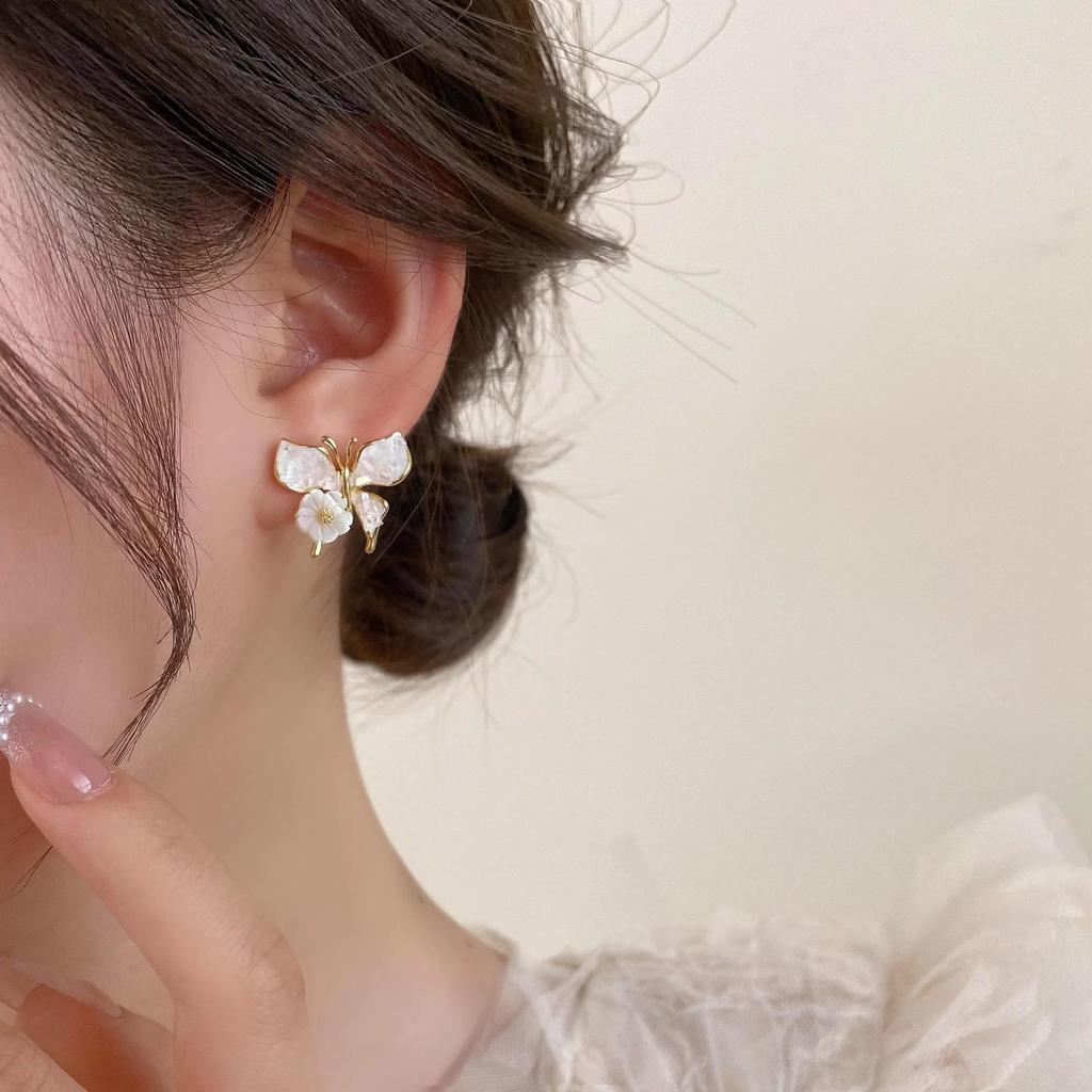 925 Silver Pink Heart Flower Butterfly Tassel Earrings - Sweet, Elegant, and Whimsical Design