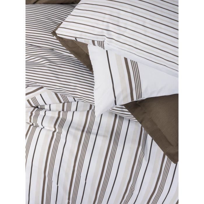 Sängkläder - 1 påslakan 220 x 240 cm + 2 örngott 60 x 60 cm - 100% percalk bomull - Brun