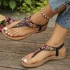 Lucyever Sommer Zehensteg Böhmische Sandalen Damen Mode Schnur Perle Flache Absätze Sandalen Frau Rutschfeste Sohle Strand Flip Flops Mujer