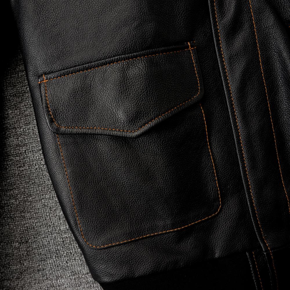 Black Brown Genuine Cow A2 Leather Jacket Men Real Cowhide Pilot Coat Air Force Flight Suits Spring Autumn