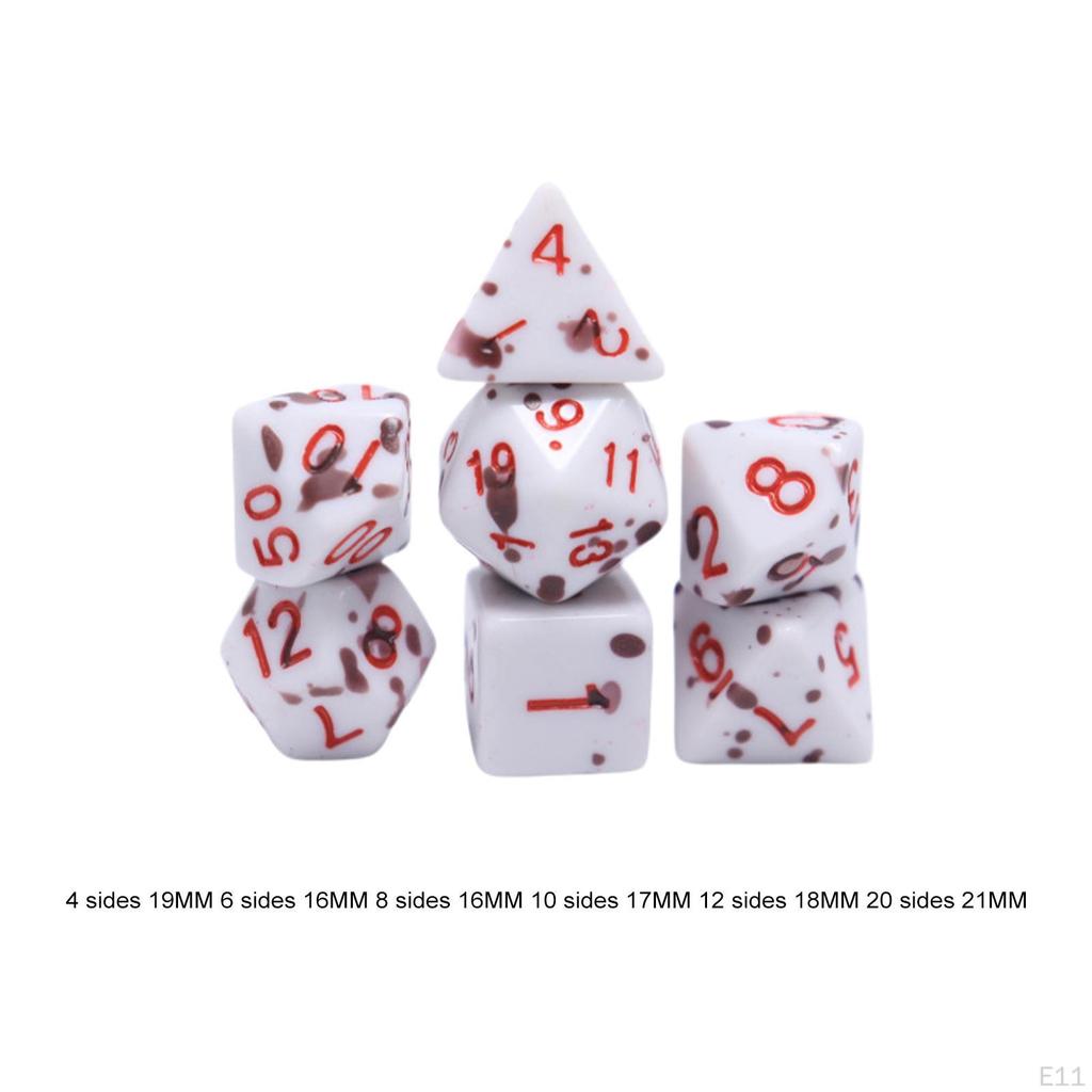 7 Pieces Multisided Dice Table Gaming Durable D4 D6 D8 D10 D12 D20 Color Changing for