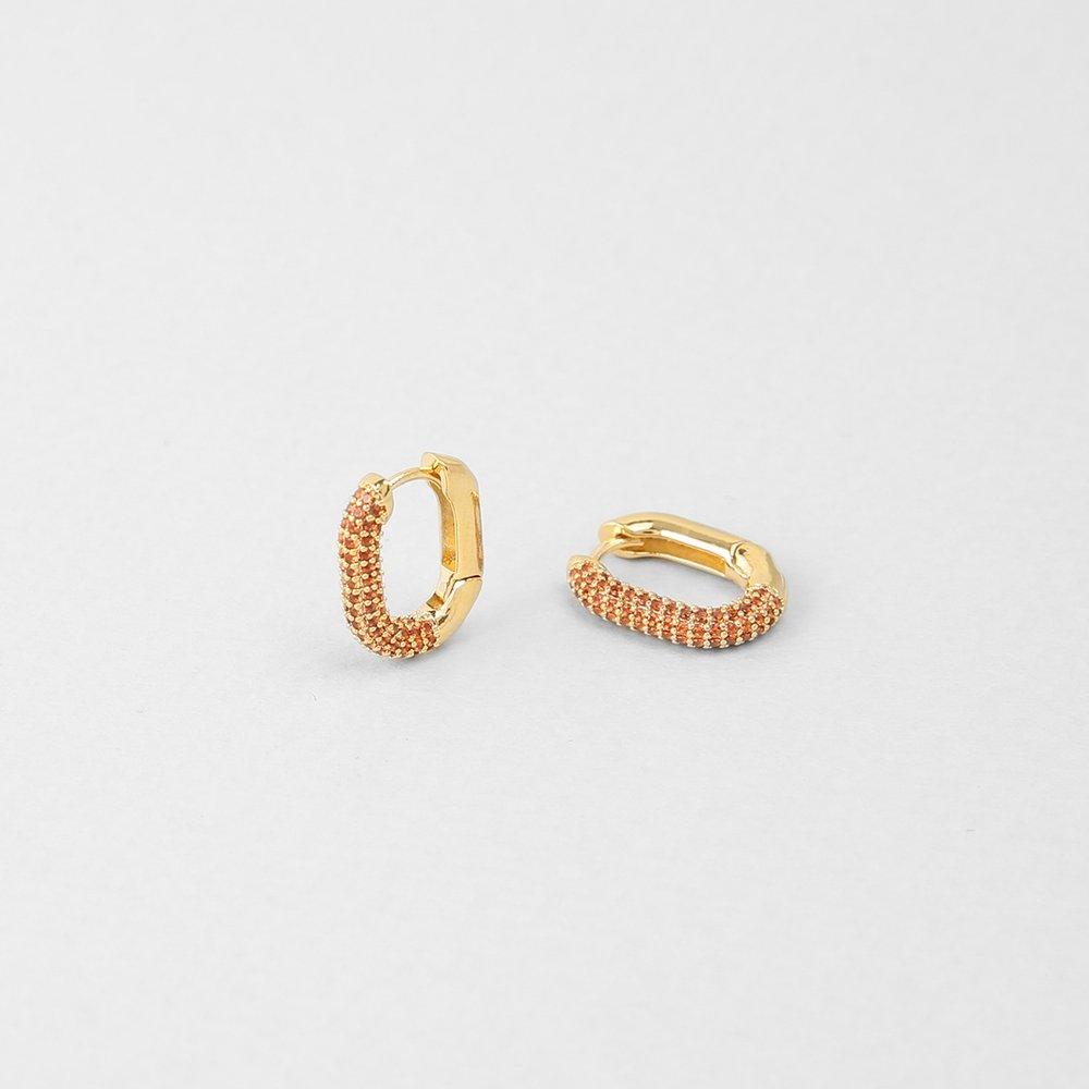 [Judy and Paul] Jeffrey Mini Yellow Gold Orange Brown Hoop Earrings E51653