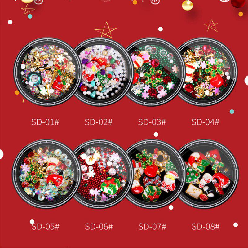 Santa Claus Snowflake Pearl Rivet Rhinestone Ab Flat Back Nail Rhinestone 3d Non Hotfix Nail Art Christmas Decoration Diy Tools