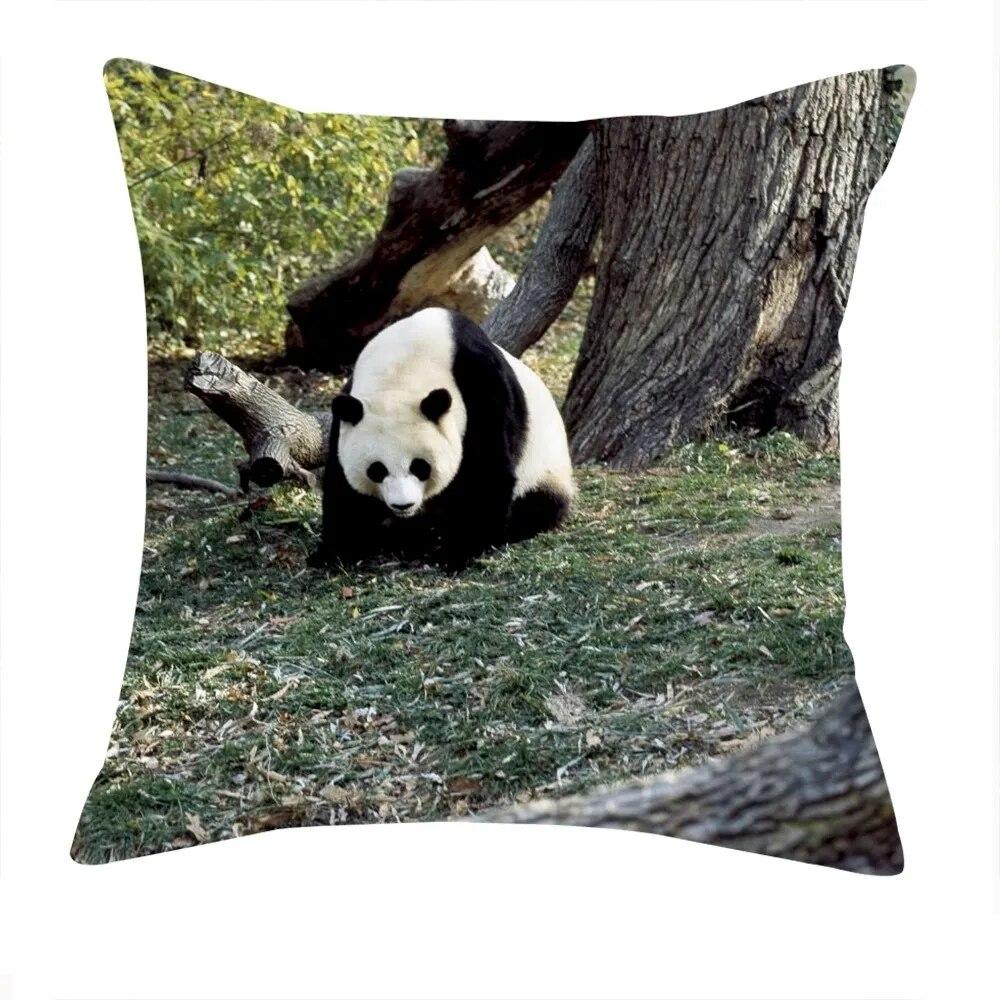 Cute Chinese Panda Print Pillow Case Home Decor Living Room Sofa Bedroom Bedside Cushion Cover 45x45cm