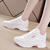 Women PU Leather Chunky Shoes Woman Platform Height Increased Sneakers 4CM Thick Sole Wedges White Casual Comfortable Vulcanized
