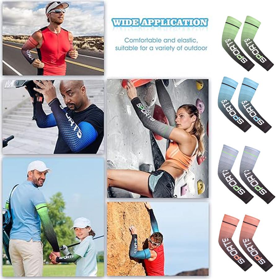 UV Protection Arm Sleeves - Ice Silk Cooling Sports Sleeves, Anti-Slip & Sunscreen for Men Women, Outdoor Cycling Running