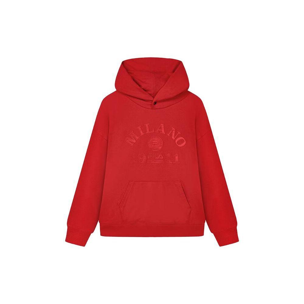 

FILA Letter Print Hooded Fleece Sweatshirt Unisex Tops Goji-Red F11U345202F-RD