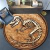 Dinosaur Fossil Relief Round Area Rug,Carpet Rug for Living Room Bedroom Sofa Playroom Decor,Non-slip Floor Mat