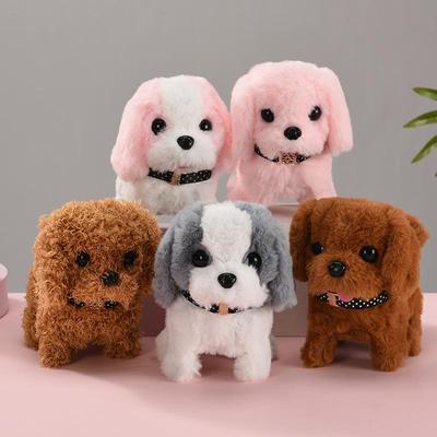 Interactive Electronic Plush Puppy Doll, Realistic Walking Toy, Barking Toy with Leash for Kids, Toddler Holiday Gifts, 1Pc