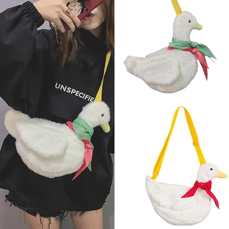 Kawaii Lolita Plush Scarf Duck Bag Messenger Shoulder Purse Crossbody Gift Women